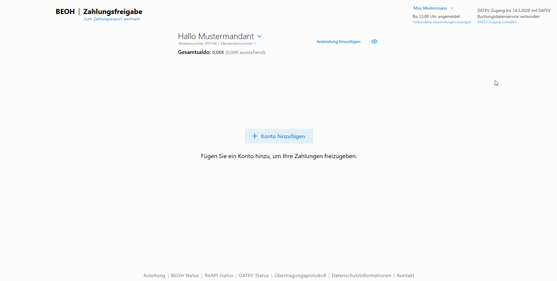 Mandanten auswählen Vorschau